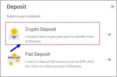 Crypto Deposit 선택하기