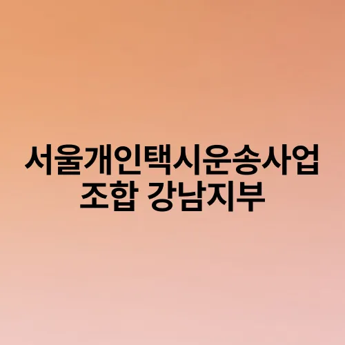 서울개인택시운송사업조합 강남지부