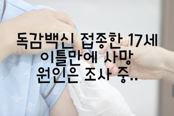  독감백신 접종한 17세 이틀만에 사망, 원인은 조사 중..