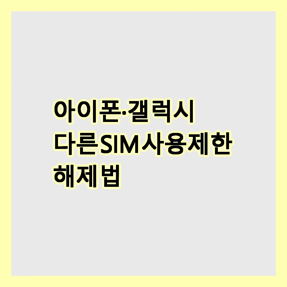 아이폰·갤럭시 다른 SIM 사용제한 해제법