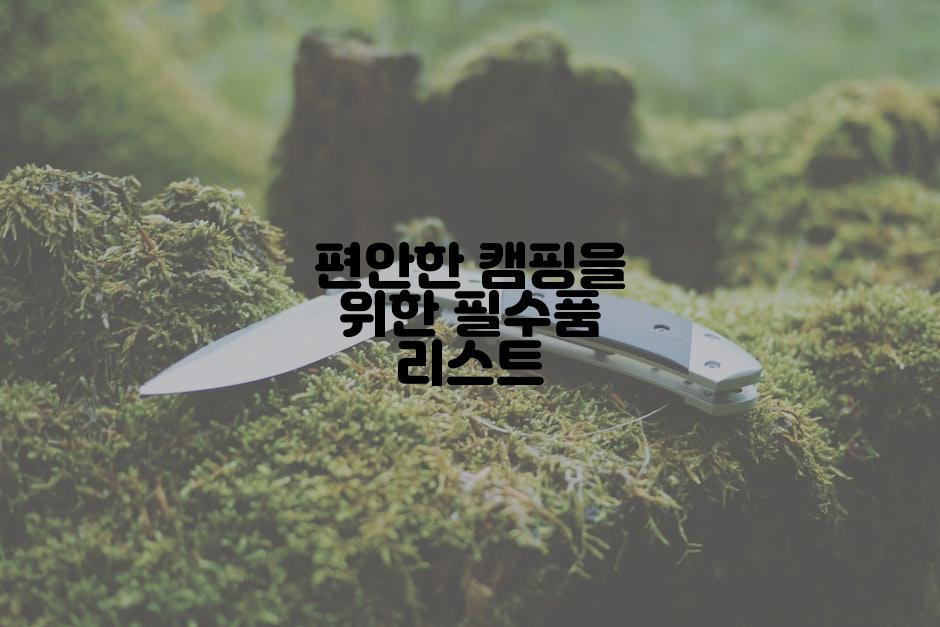 편안한 캠핑을 위한 필수품 리스트