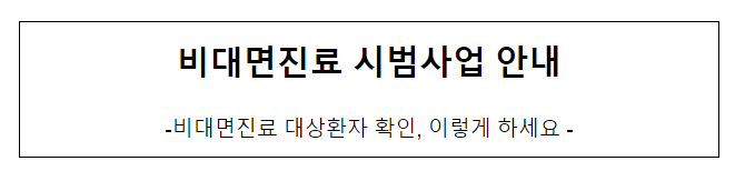  비대면진료 시범사업 안내