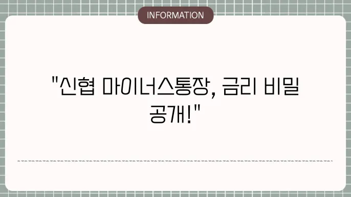 신협 마이너스통장 금리 비교 및 신청법