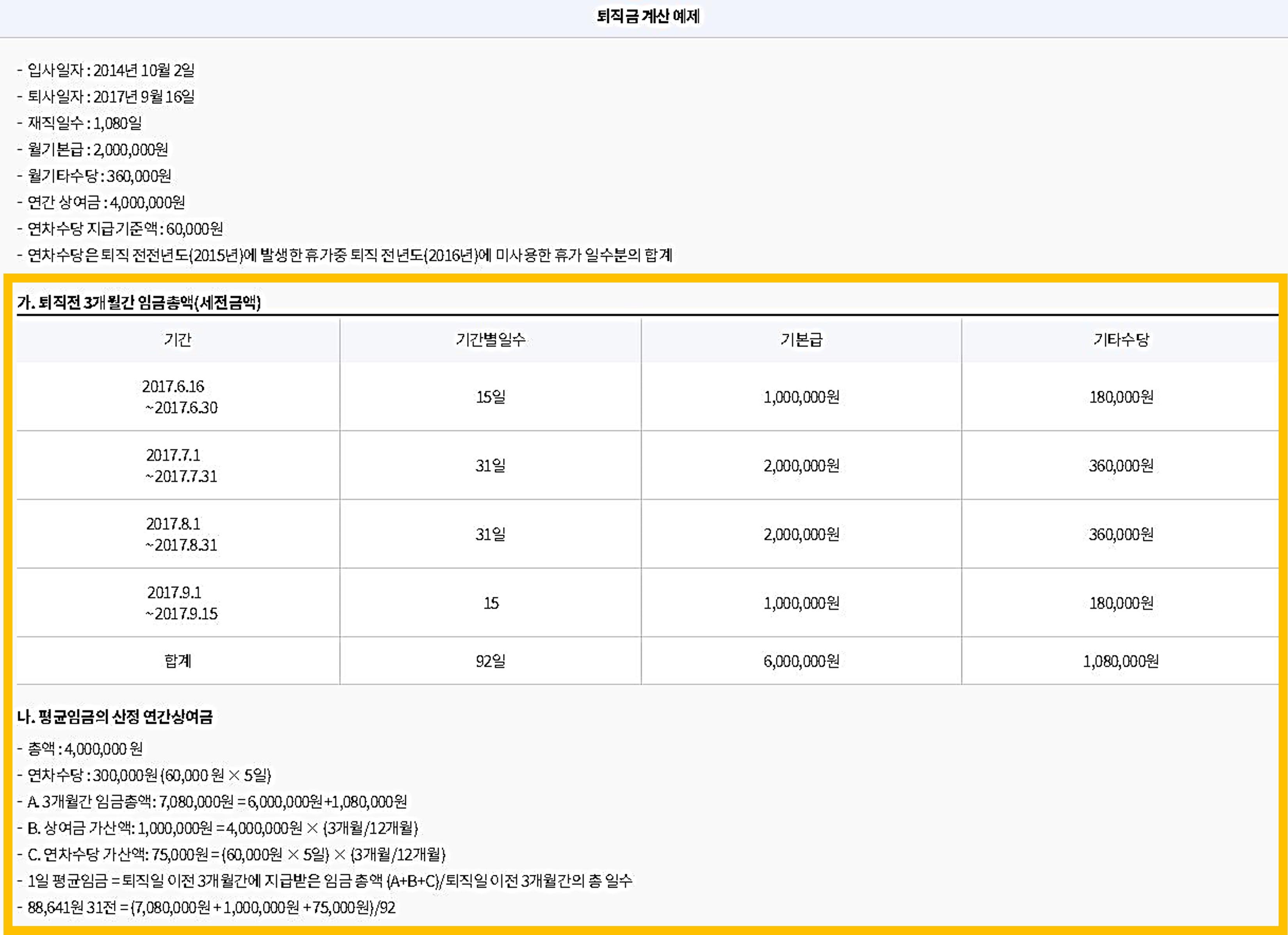 퇴직금-계산방법