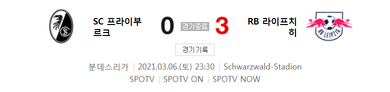  분데스리가 / 2021년 3월 6일 경기 - 프라이부르크(0) VS 라이프치히(3) 축구 하이라이트
