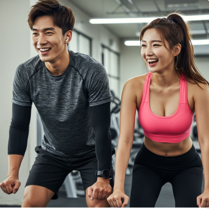 요로결석 관리를 위해 운동하고 있는 남성과 여성