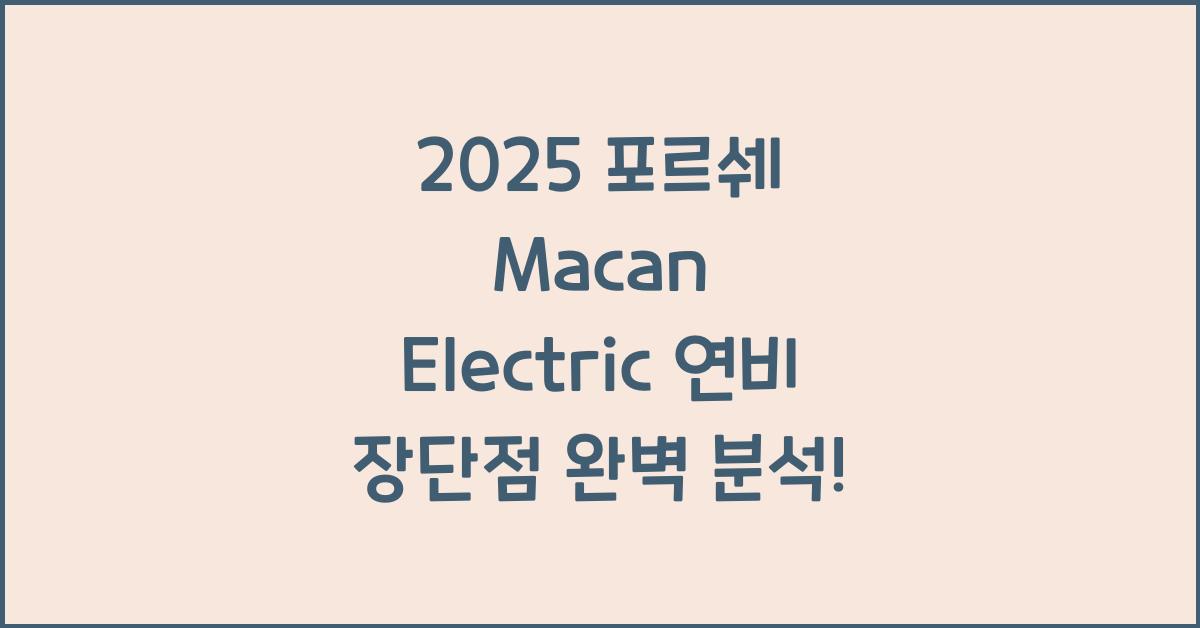 2025 포르쉐 Macan Electric 연비 장단점