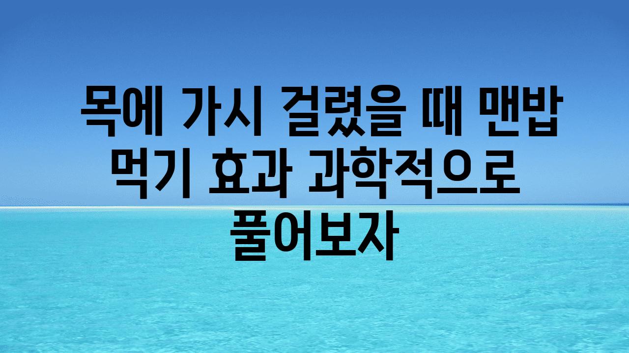  목에 가시 걸렸을 때 맨밥 먹기 효과 과학적으로 풀어보자