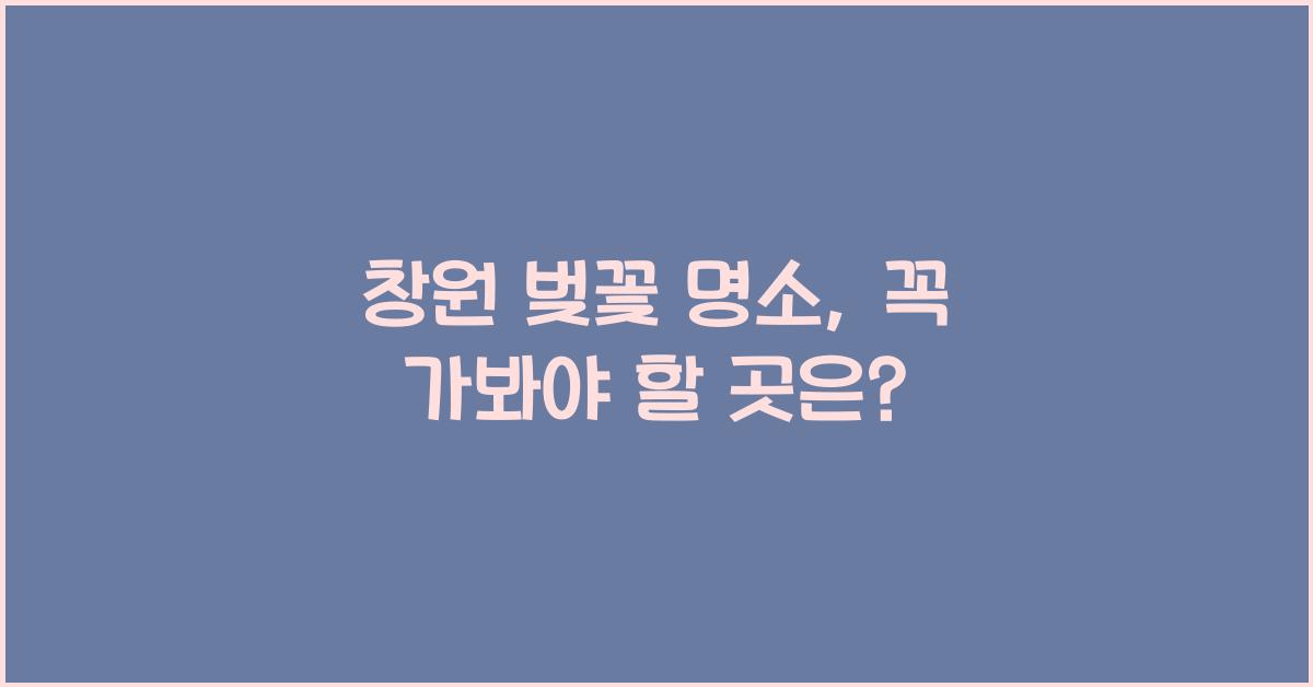 창원 벚꽃 명소