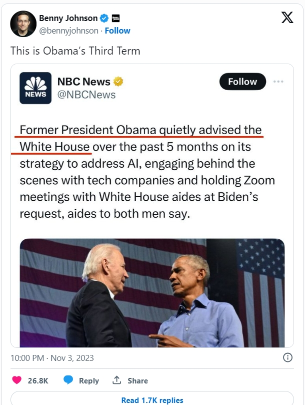 버락 오바마&#44; 지난 3년간 미국의 &#39;그림자 대통령&#39;으로 활동...바이든은 허수아비? NBC News Admits Obama Is ‘Shadow President’ Serving His ‘Third Term’