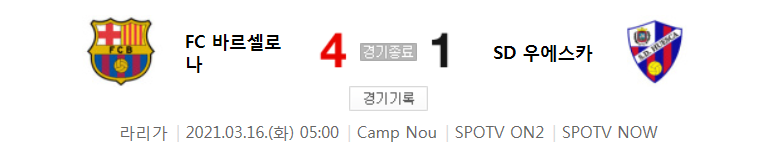  바르셀로나 대 우에스카 27 라운드 경기 (2020 ~ 2021 라리가 하이라이트)