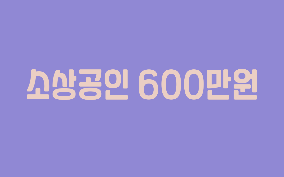  소상공인 600만원 지원 내용