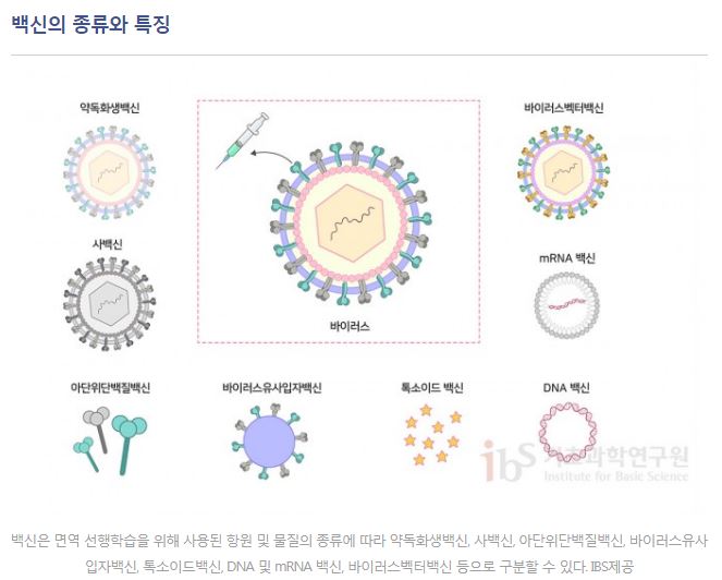  코로나19 백신의 종류와 특징.