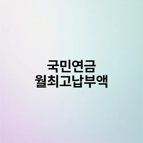 국민연금 월최고납부액