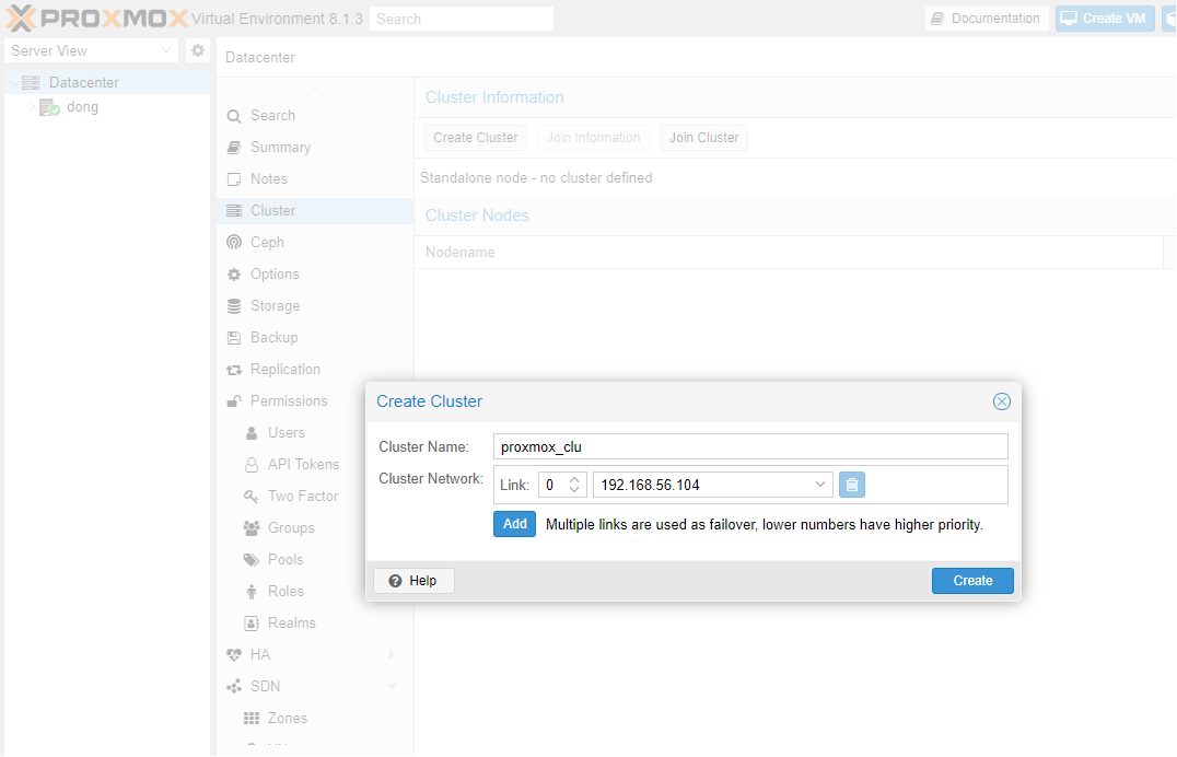 Proxmox Node Cluster