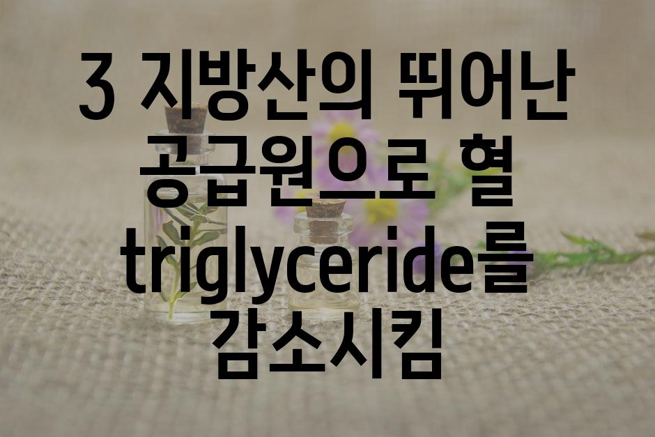 3 지방산의 뛰어난 공급원으로 혈 triglyceride를 감소시킴