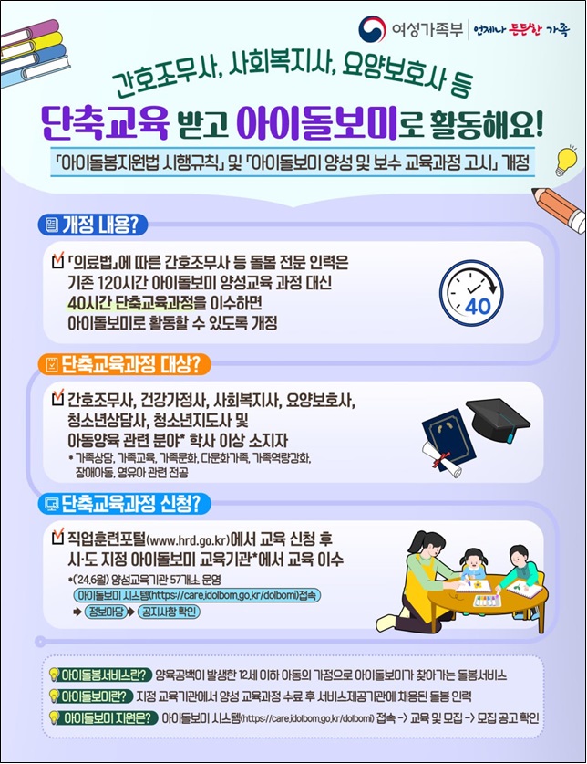 아이돌보미 자격증 취득방법(출처-여성가족부 홈페이지)