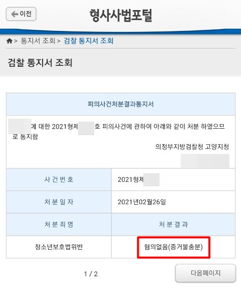  술집 청소년 술판매, 미성년자 술 처벌 경감 실제 사례 무혐의(혐의없음)
