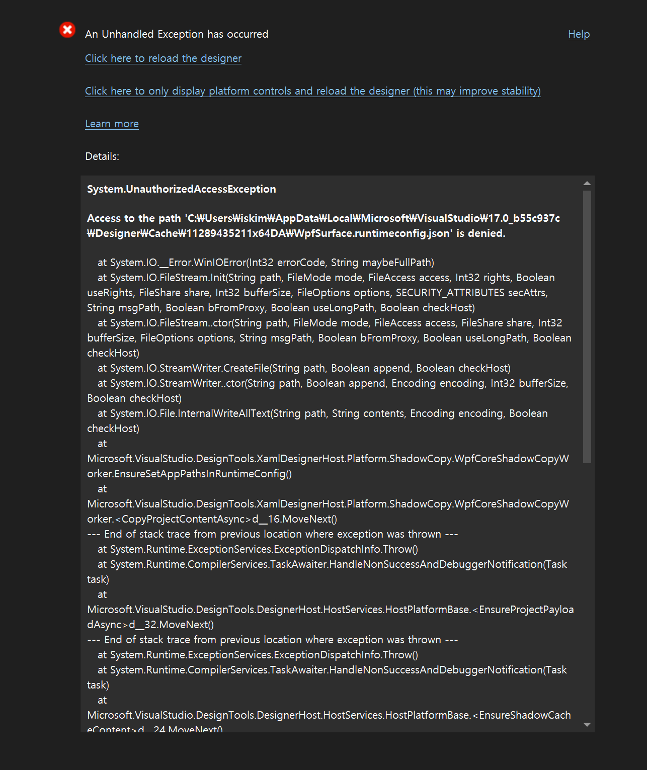[WPF] xaml designer 안보이는 현상. :: 기억상기용