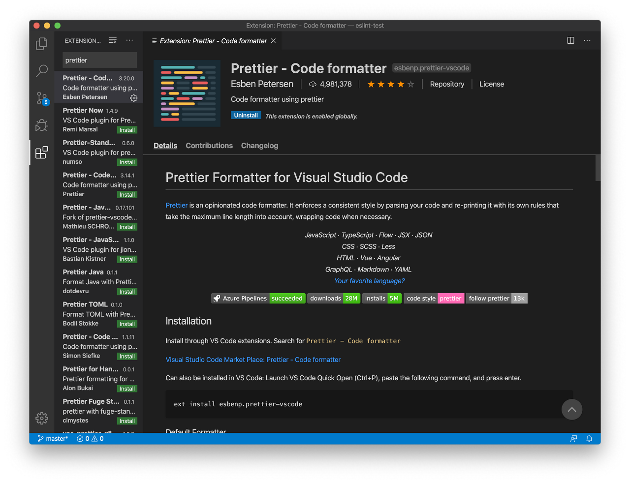 ESLint + Prettier
