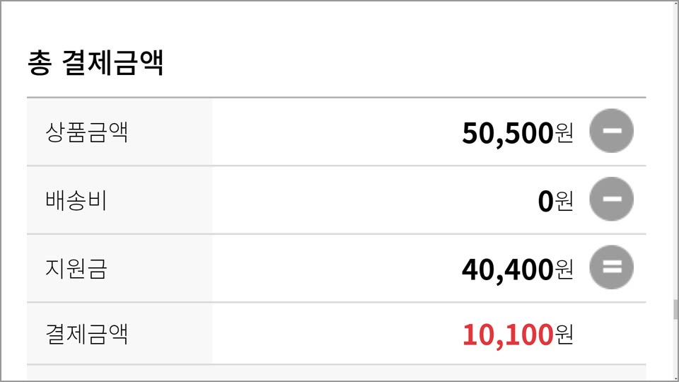 결제금액은 20%