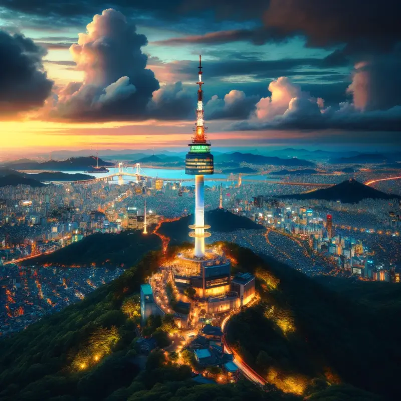 남산 타워와 서울의 야경