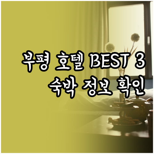 인천 부평 호텔 베스트 3 숙박 정보