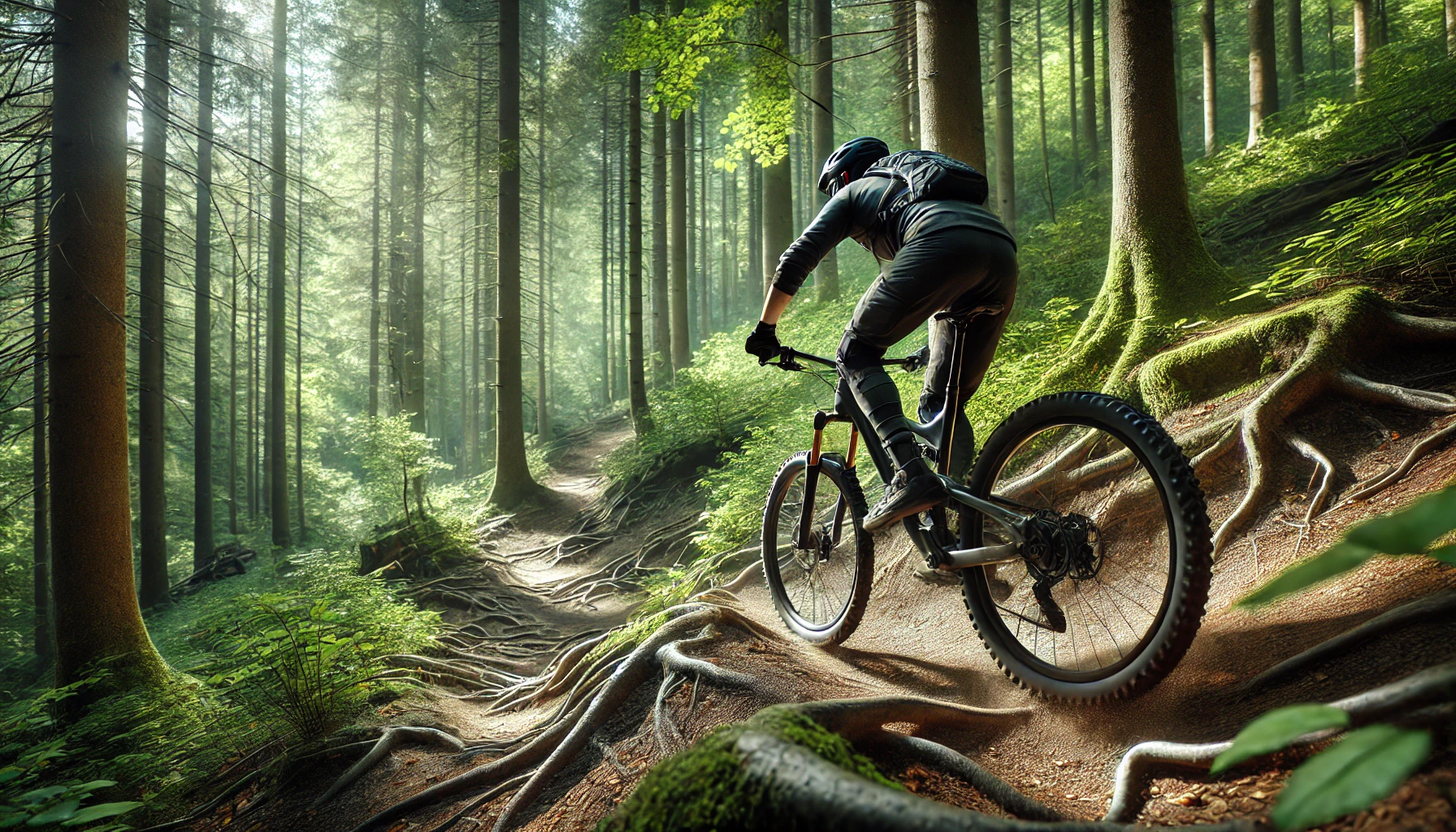 숲속을 달리는 MTB