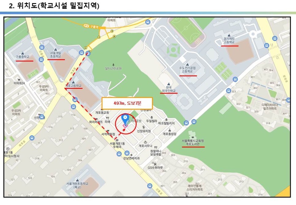 강남 40억 올근생 빌딩&#44; 구룡역 역세권&#44; 강남 신규 아파트 공급 지역위치