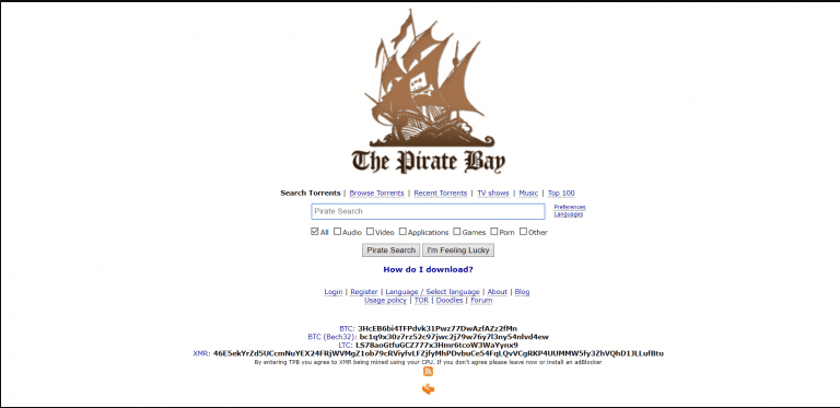 The Pirate Bay 사이트 로고
