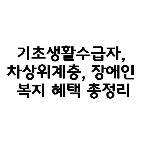  기초생활수급자, 차상위계층, 장애인 복지 혜택 정리(생계급여, 의료급여, 주거급여, 교육급여)