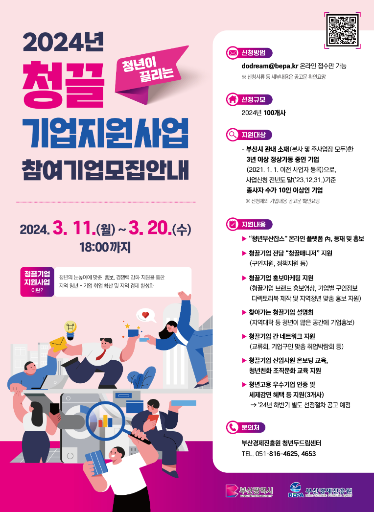  2024년 청끌(청년이 끌리는)기업 모집 공고(부산일자리정보망)