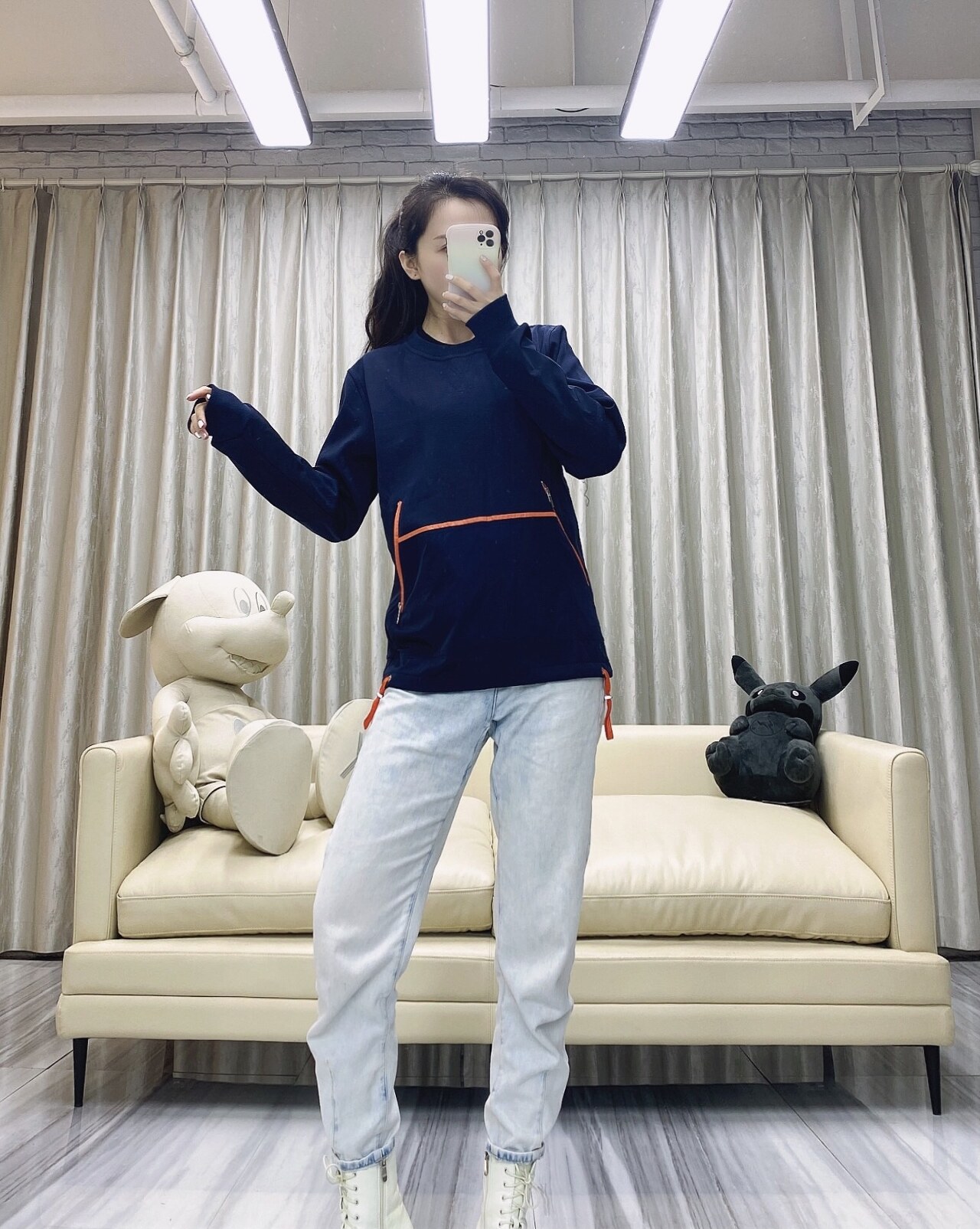  [HERMES] 에르메스 나일론 패치 집 포켓 스웨트 셔츠 맨투맨 티셔츠