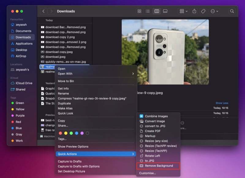 맥 미리보기 앱으로 배경 이미지 제거하는 모습