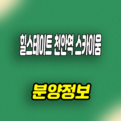  힐스테이트 천안역 스카이움 주상복합 성정동 아파트,오피스텔 줍줍 분양가 문의