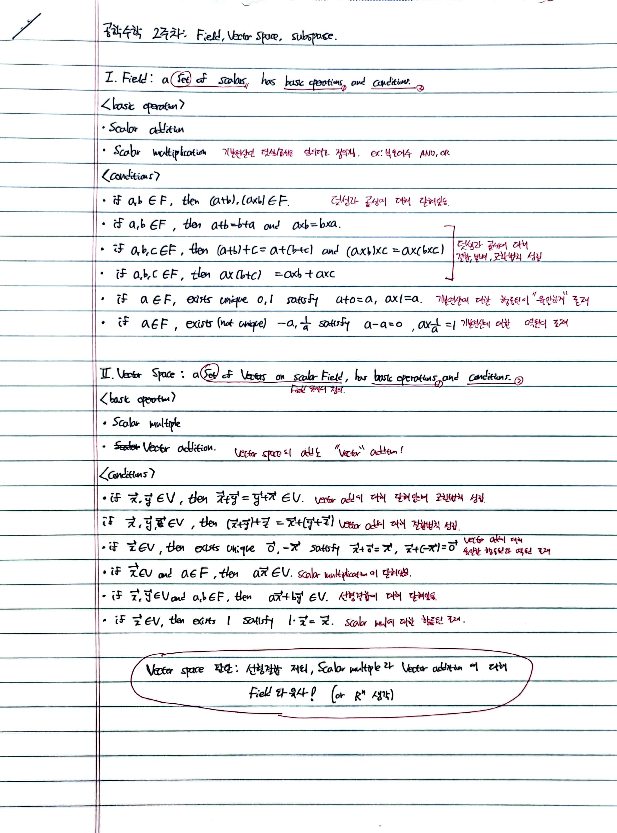  Field, Vector space, Subspace