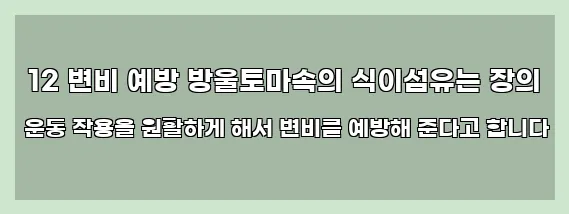  12 변비 예방 방울토마속의 식이섬유는 장의 운동 작용을 원활하게 해서 변비를 예방해 준다고 합니다