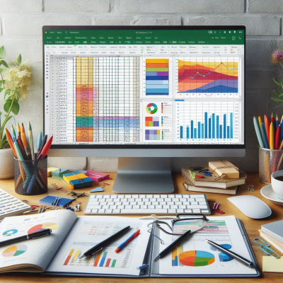 다양한 통계 그래프와 차트가 화면에 표시된 컴퓨터