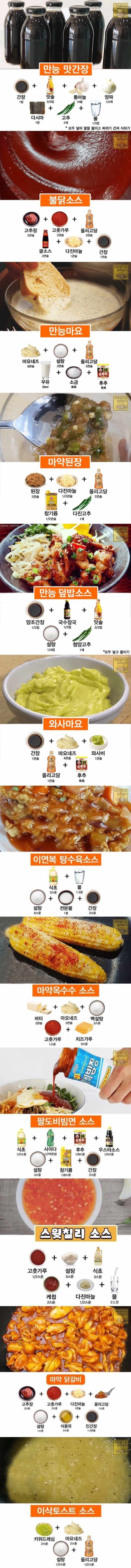  유용한 소스 레시피 모음 - 만능소스