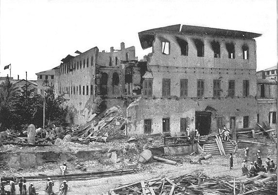 잔지바르 전쟁 무너진 잔지바르 술탄 궁전
