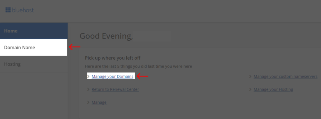 블루호스트 도메인 관리