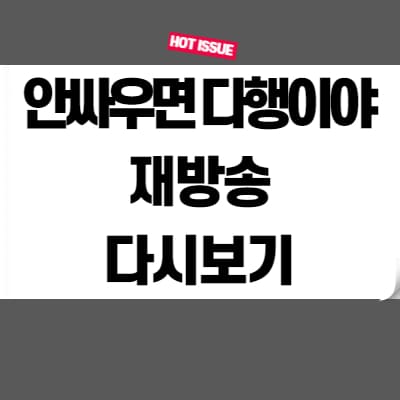  안싸우면 다행이야 재방송 다시보기 무료