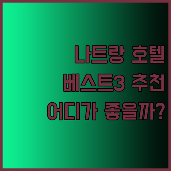 나트랑 호텔 추천 베스트 3 안 비스
