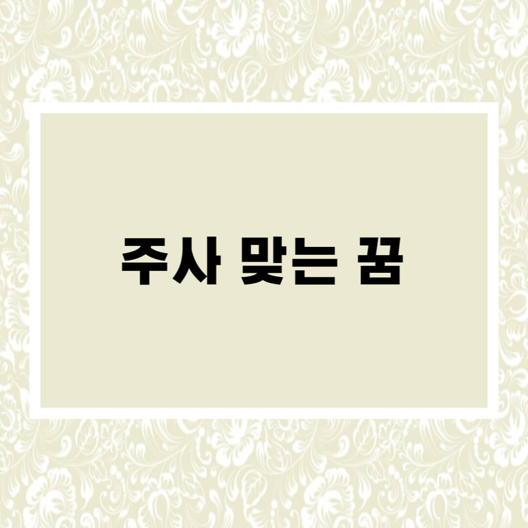  주사 맞는 꿈 총정리