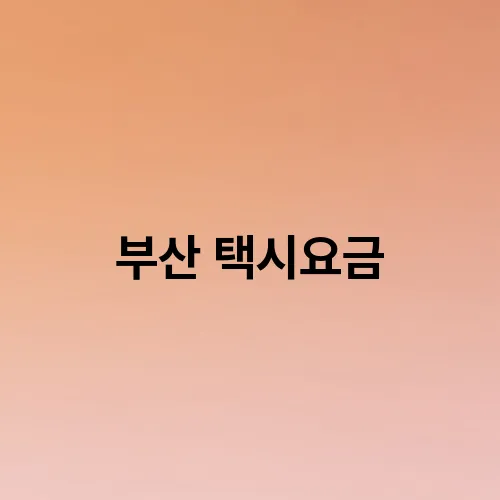 부산 택시요금
