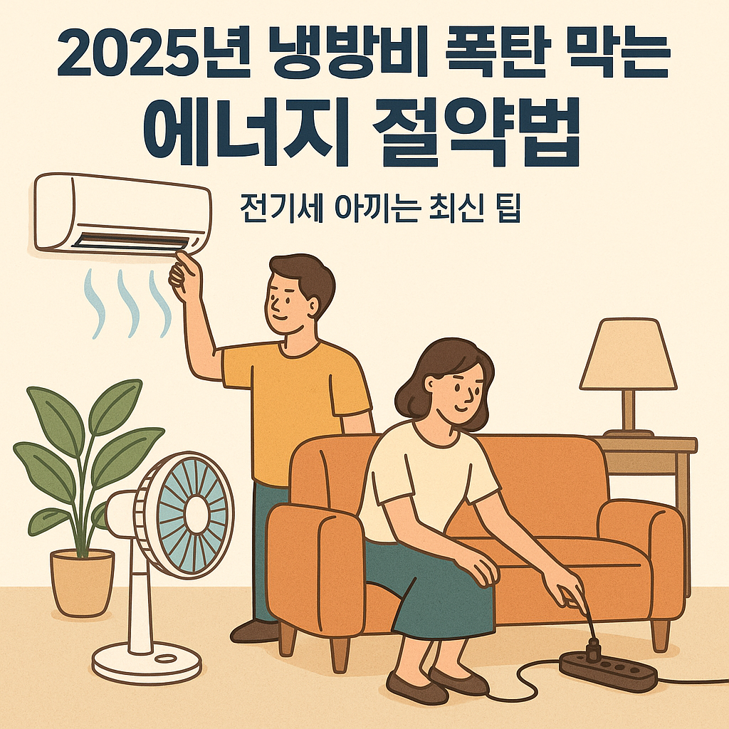 2025년 냉방비 절약법을 소개하는 블로그 글에 어울리는 일러스트 이미지입니다.
