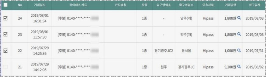 톨게이트 영수증 재발급 방법