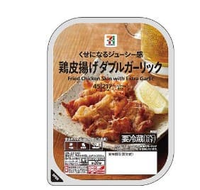 &#39;닭껍질 튀김 더블 마늘&#39;이라고 일본어로 적혀있는 상품의 표지
