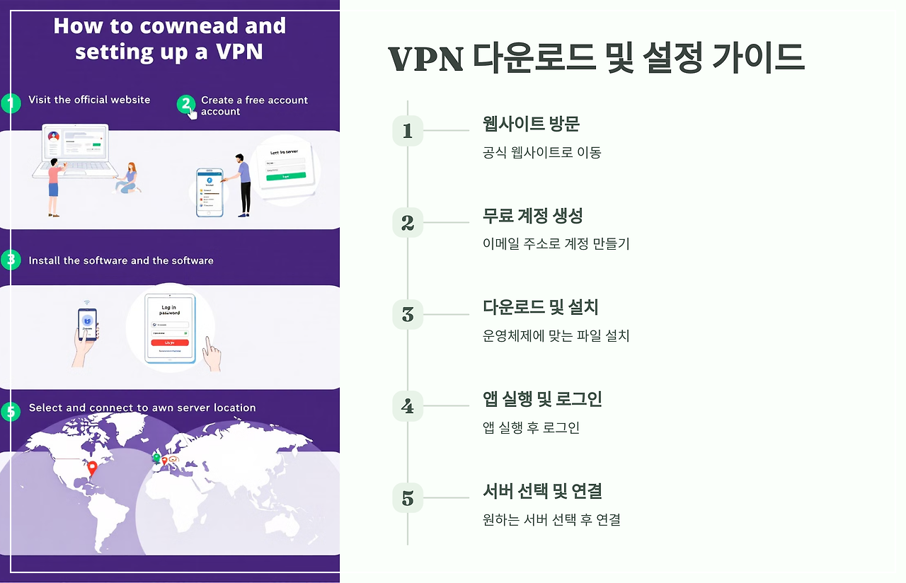 VPN 다운로드 및 설정 안내 이미지