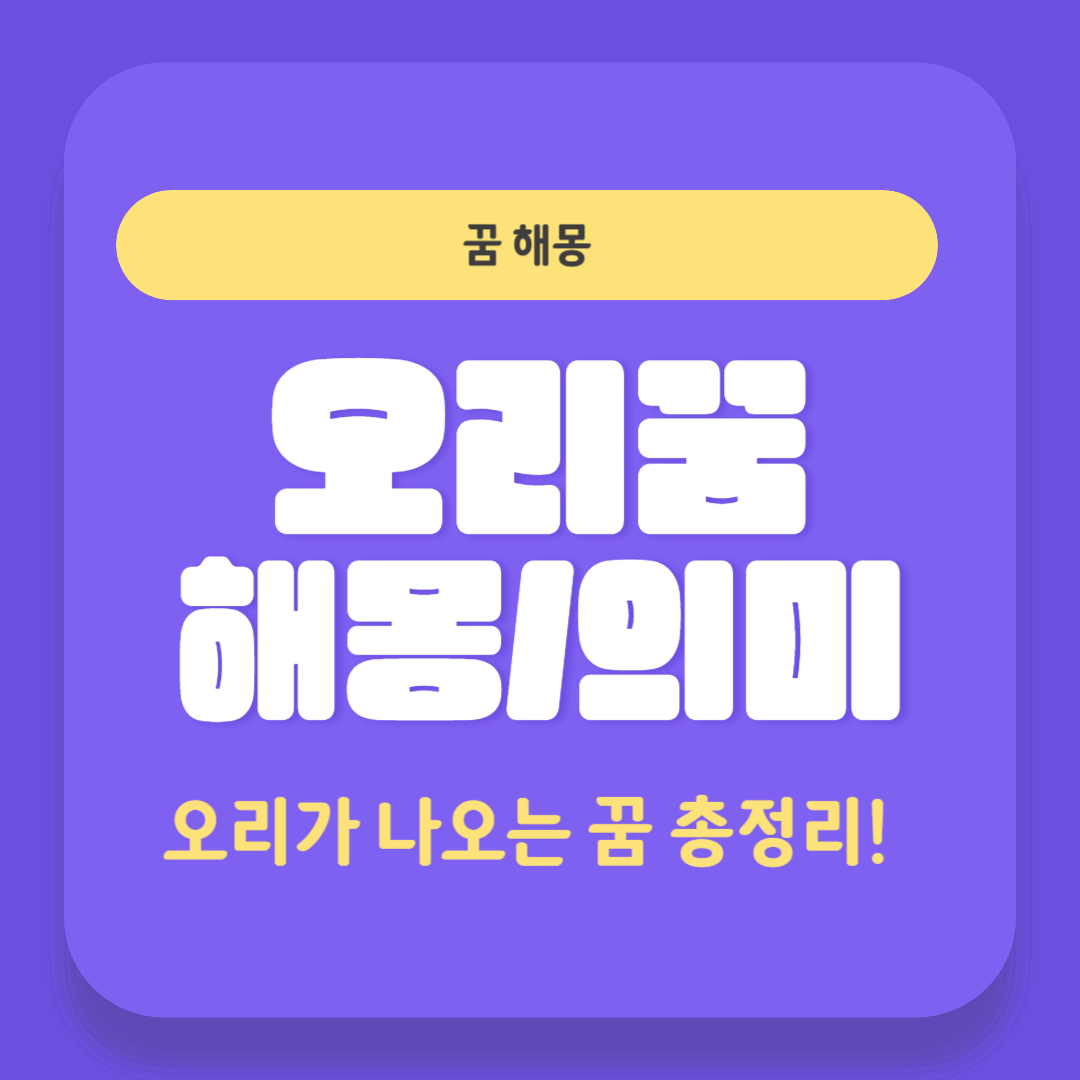 오리 꿈 해몽